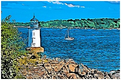 Fort Pickering Light Overlooking Salem Harbor -Digital Painting